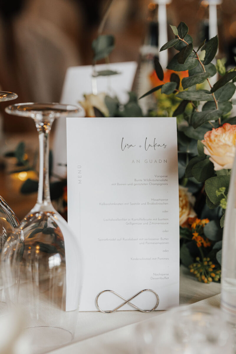 Detailbild Hochzeitsmenü an der Mühle in Holzham