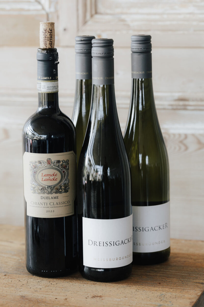 Detailaufnahme Weinauswahl Hochzeit im Dinzler Irschenberg